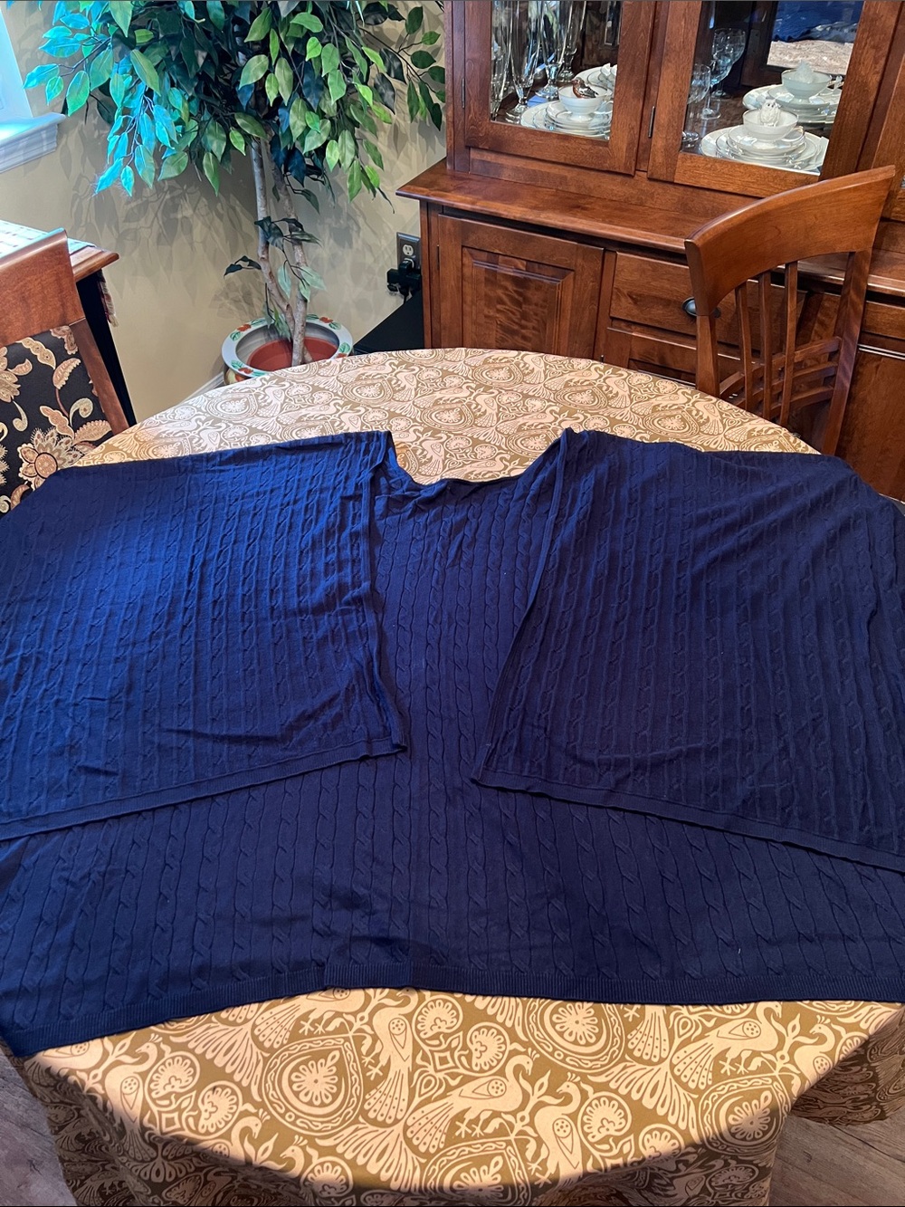 Talbots Navy Cable-Knit Wrap